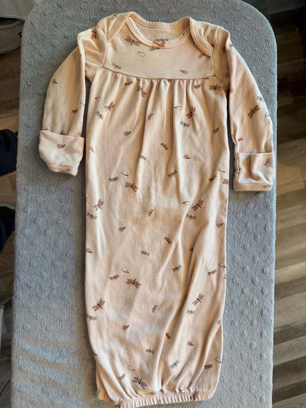 Carter's Dragonfly Smocked Baby Gown Size 0-3M Pink Cotton EUC